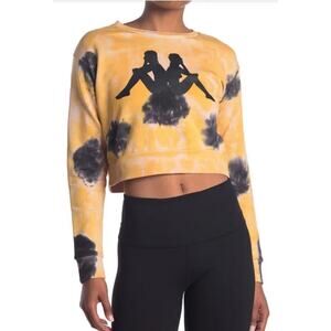 Kappa Authentic Galz Tie Dye Crop Sweatshirt Size L Silhouette Logo Streetwear